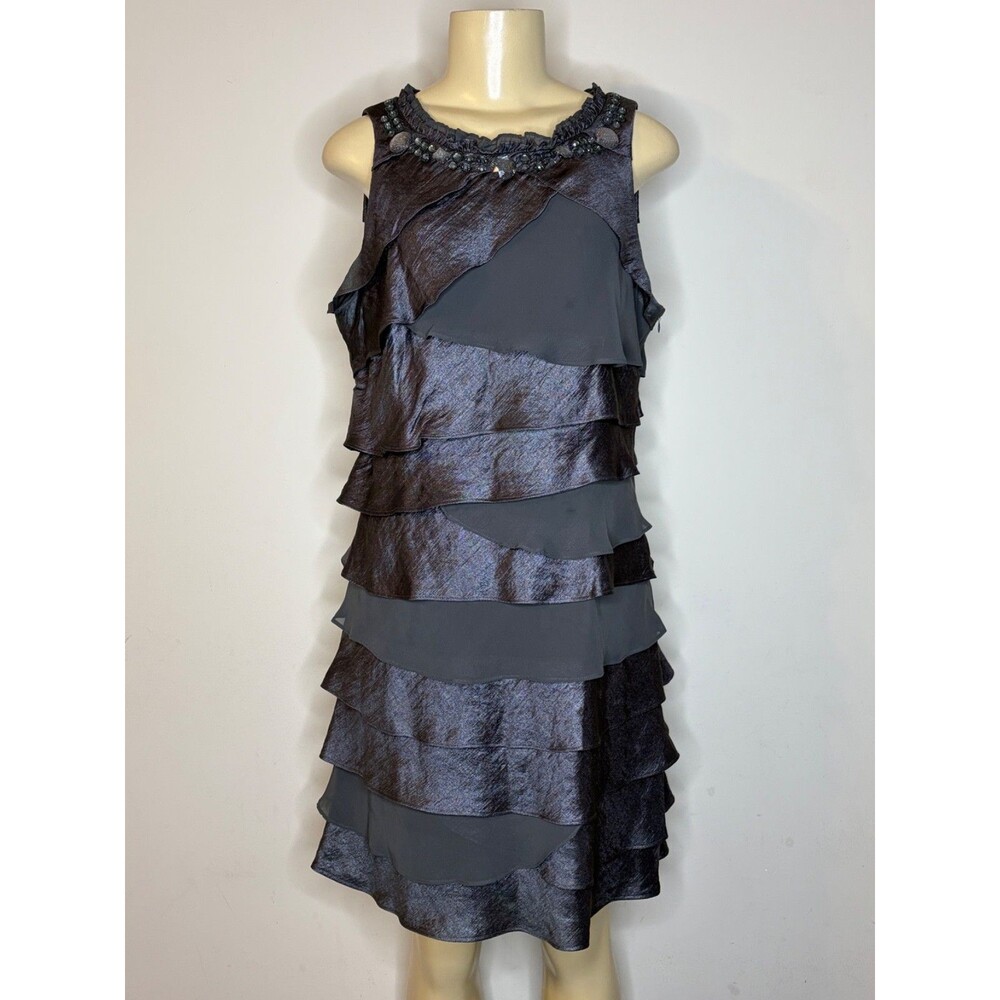 S.L. FASHIONS WOMEN'S TIERED GRAY DRESS SIZE 12
